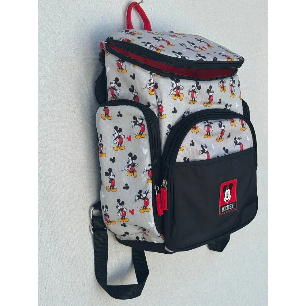 Disney Mickey Mouse Diaper Bag Backpack Gray Black Classic Print Multi-Pocket